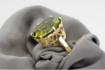 Peridoto amarillo Oro amarillo de 14 quilates Anillo Joyería vintage vrc130y